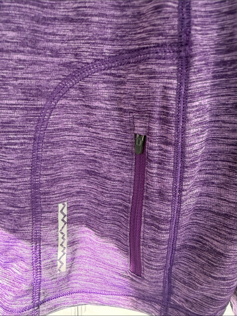 L.L. Bean Women's Purple Heather Quarter-Zip Hooded Active Top Size Large - Picture 4 of 7